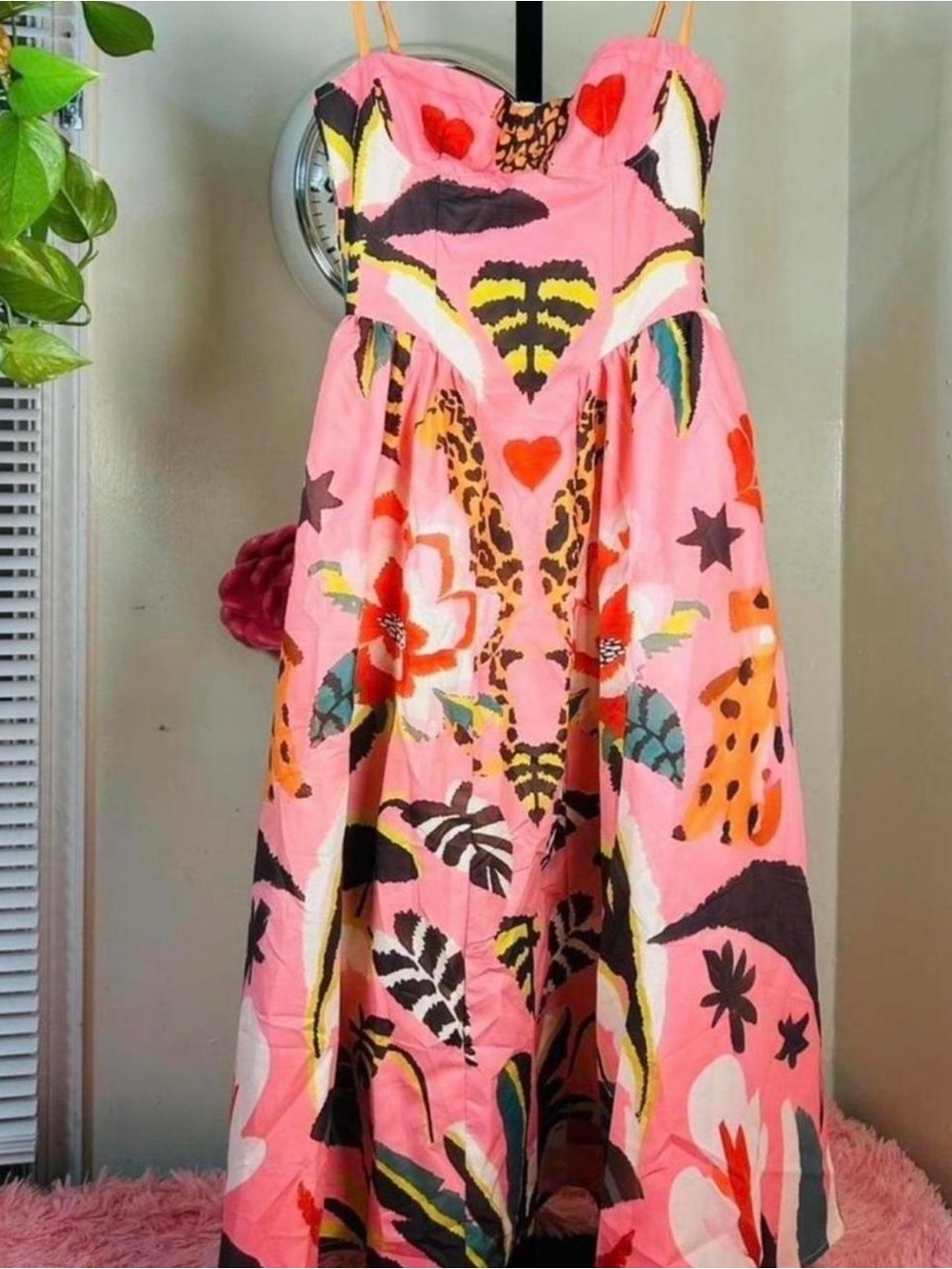 Pink Tropical Print Sundress